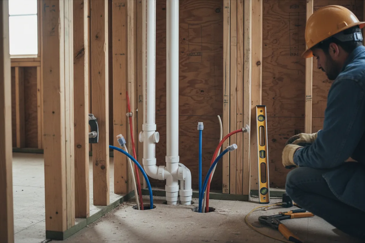 Drain and supply rough-in during Drain Cleaning in Cold Brook