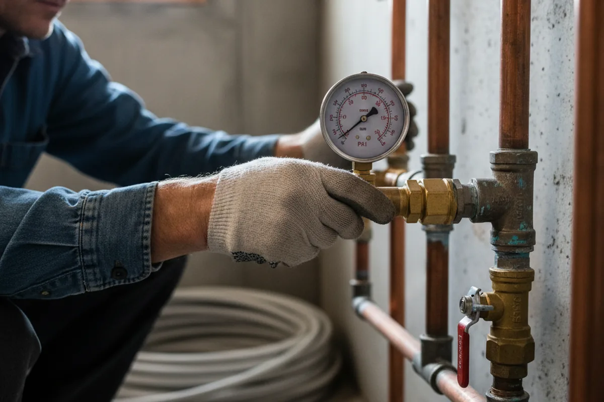 Pressure testing a repaired line during Water Line Repair in Cold Brook